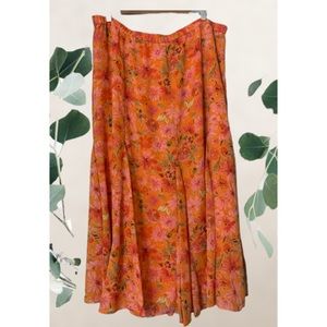 Coldwater Creek Woman’s Skirt 2X Orange Floral Print